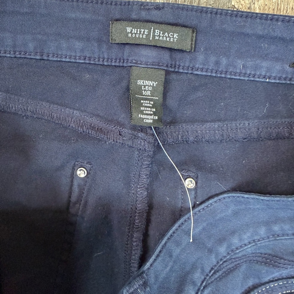 White House Black Market Women’s Size 16 Dark Blue Skinny Pants Lace Ankle - Picture 5 of 10